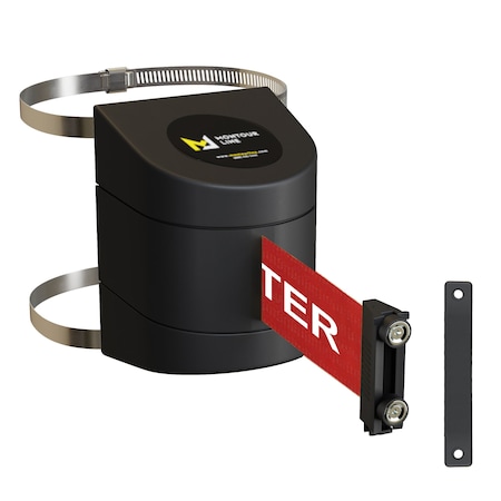 Montour Line Retractable Belt Barrier Black Clamped Mount, 20ft. R.Cau.Belt M WMX160-BK-CAURW-C-M-200
